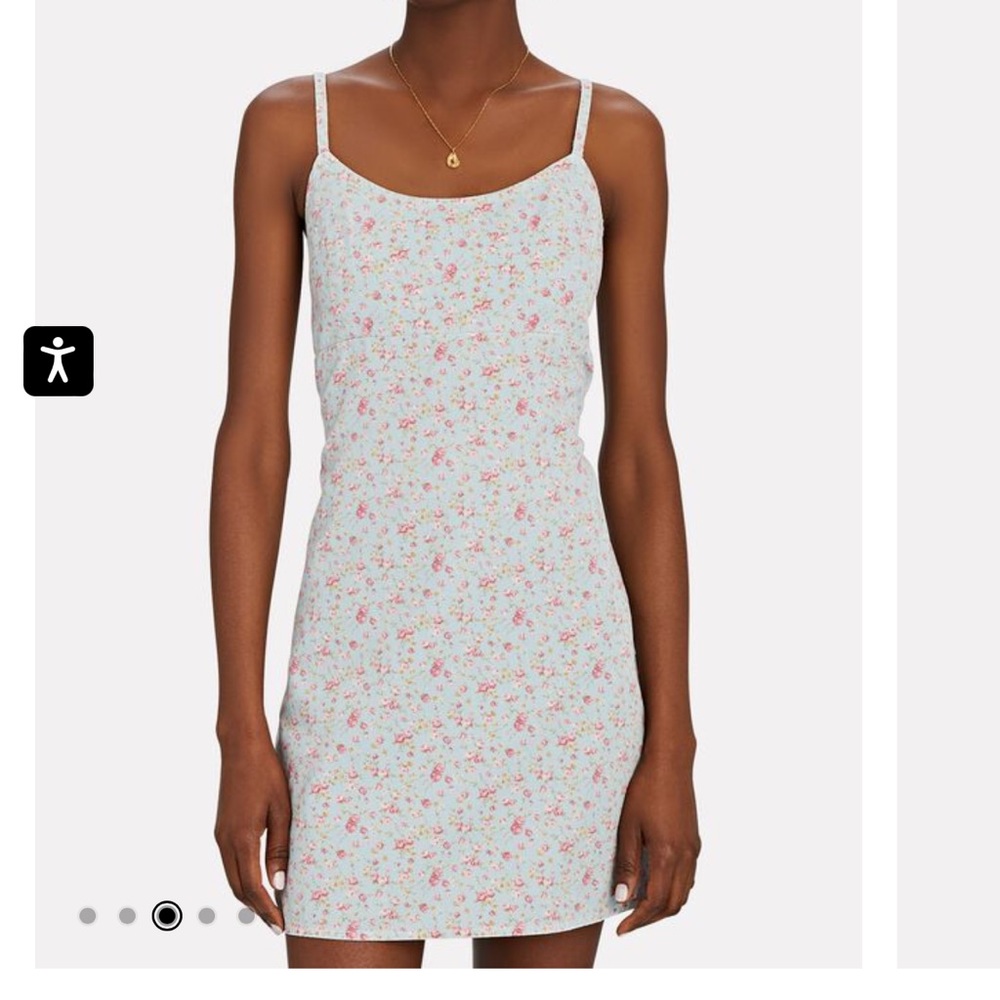 DENIMIST Floral Empire Tie Waist Denim Mini Dress
